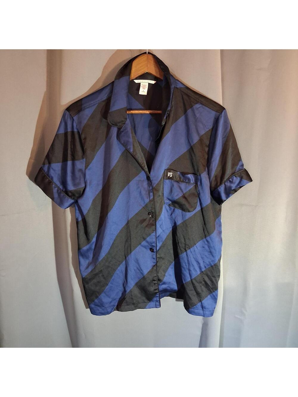 Victoria's Secret Blue and Black Striped  Pajama Set, Size M